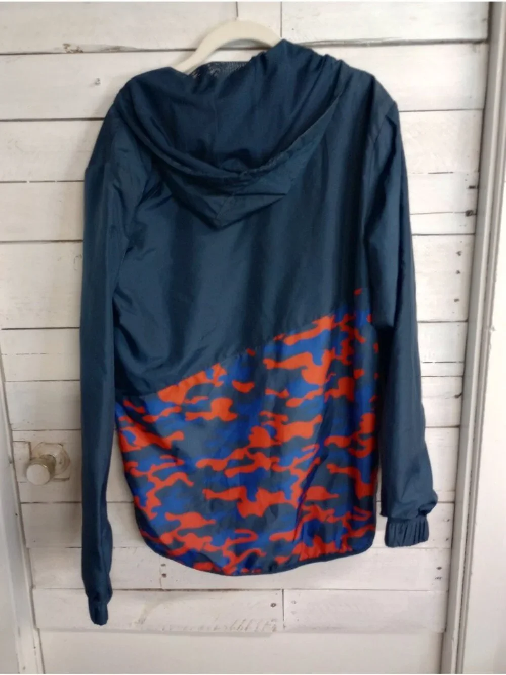 Russell Windbreaker Mens Jacket Small Blue Camouflage Full Zip Up Lightweight